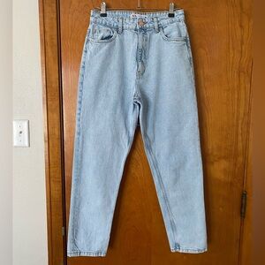 Zara Blue High Rise Jeans Straight Leg
